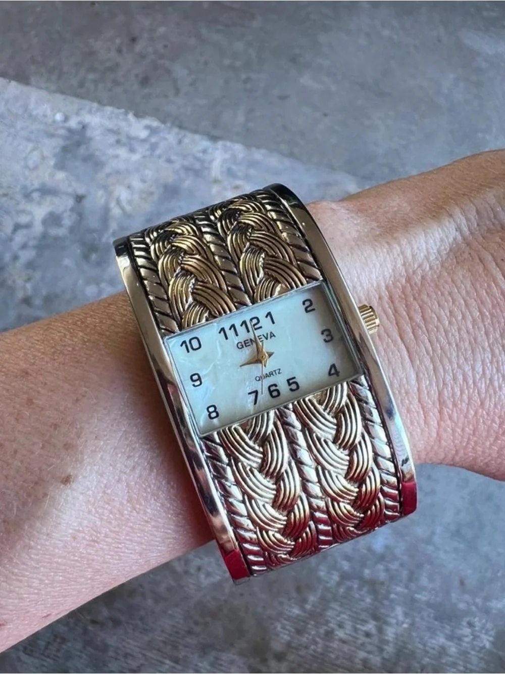 Geneva Women's Gold-Tone Braided Cuff Watch